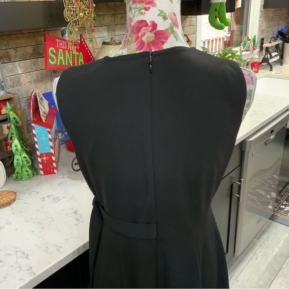 Calvin Klein Elegant Black Fit & Flare Dress Size 6 Side Buckle Quiet Luxury New - Picture 6 of 15